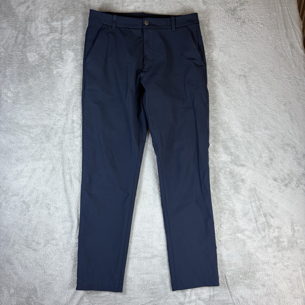 Lululemon ABC Skinny Fit 5 Pocket Pant Mens 31 Warpstreme Navy Blue FLAWS